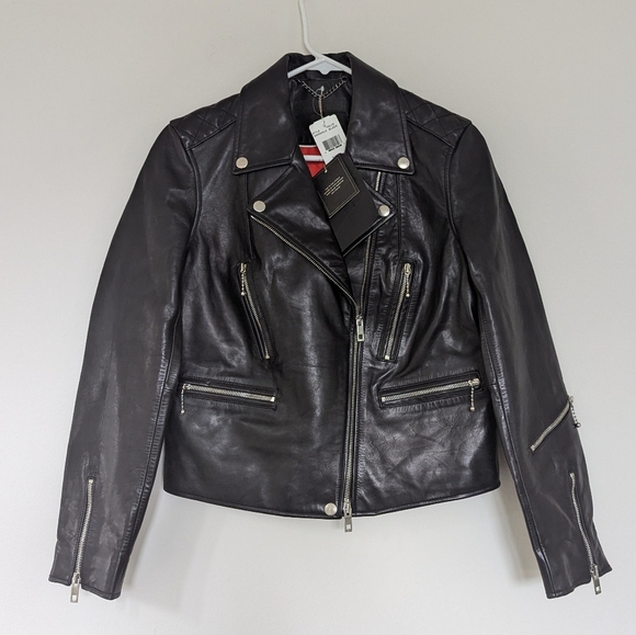 Rag & Bone Black Arrow Leather Jacket 1298.00 Retail Size 6 BRAND NEW WITH TAGS - Picture 3 of 11